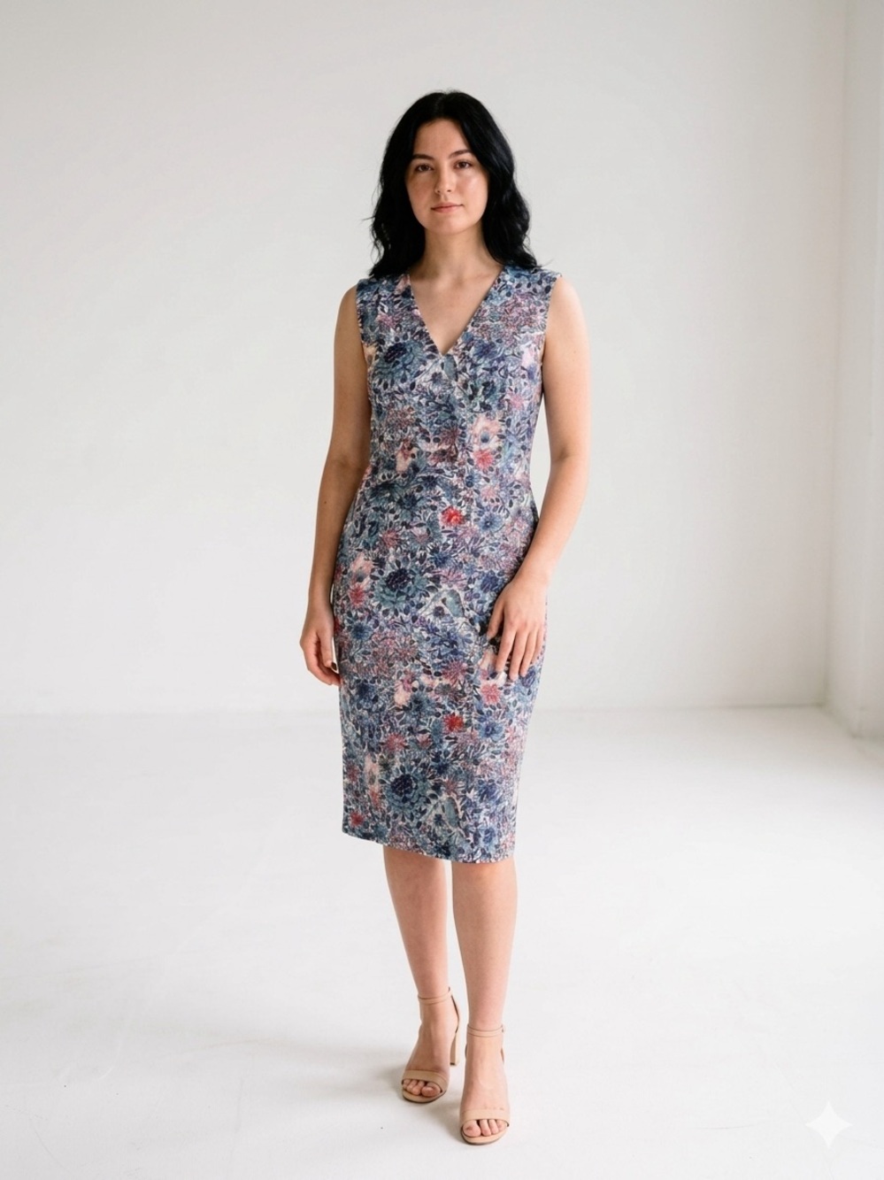 $650 Tory Burch Floral Butterflies Vivid Midi Sheath Feminine Dress Size 10 NWT